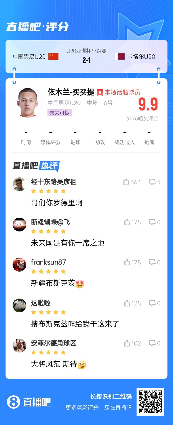  依木蘭+陳澤仕泰山中場連線！19歲依木蘭獲封：新疆布斯克茨！