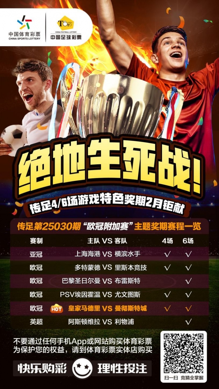  絕地生死戰(zhàn)！傳足特色獎期第25030期聚焦歐冠附加賽
