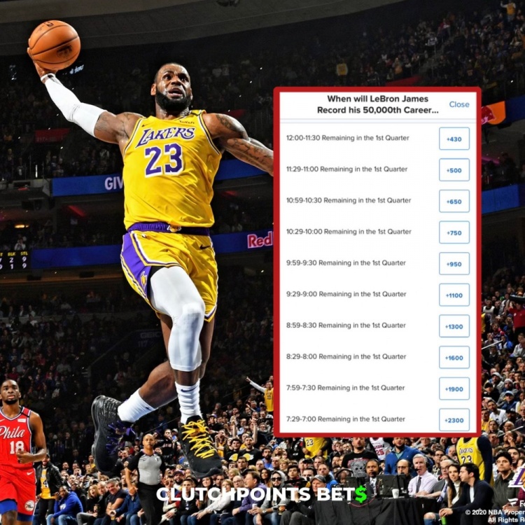  僅差1分！詹姆斯今日何時破五萬分賠率：開場30秒內(nèi)最被看好